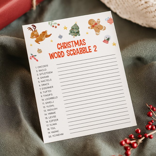Christmas Word Scrabble Game Julkort (Christmas Party Games )