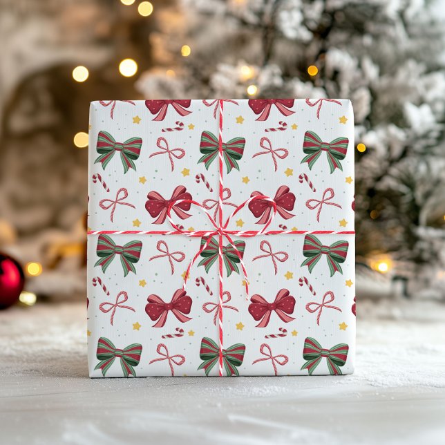 Christmas Wrapping Paper With Red and Green Bows Presentpapper (Skapare uppladdad)