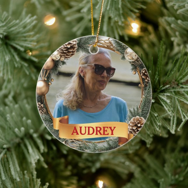 Christmas Wreath ANY Photo Tree Ornament (Träd)