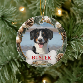 Christmas Wreath Dog Photo Tree Ornament