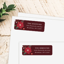 Christmas Wreath Floral Holiday Address Label Returadress Etikett