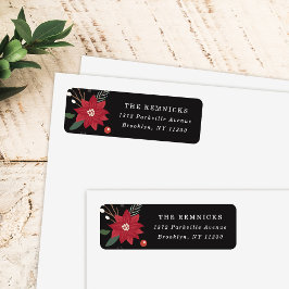 Christmas Wreath Floral Holiday Address Label Returadress Etikett