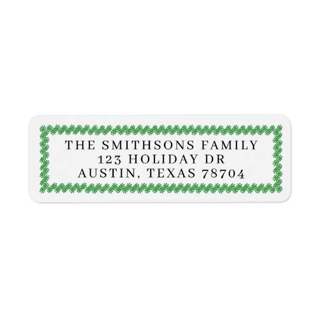 Christmas Wreath Mailing Labels Returadress Etikett (Framsidan)