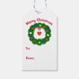 Christmas Wreath of Hearts Presentetikett