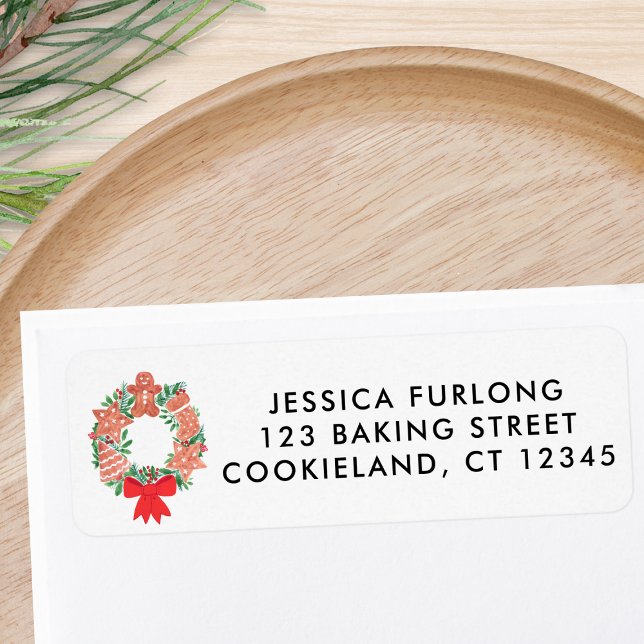 Christmas Wreath Return Address  Returadress Etikett (Skapare uppladdad)