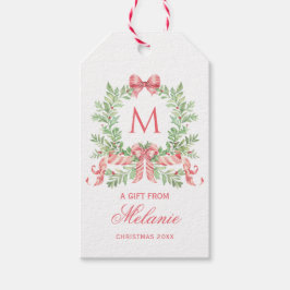 Christmas Wreath w/ Bow | Monogram Presentetikett