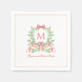 Christmas Wreath w Candy Cane Bow | Monogram Pappersservett