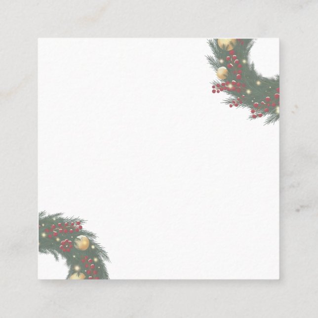 Christmas wreath with pine branches fyrkantigt visitkort (Baksida)