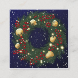 Christmas wreath with pine branches fyrkantigt visitkort