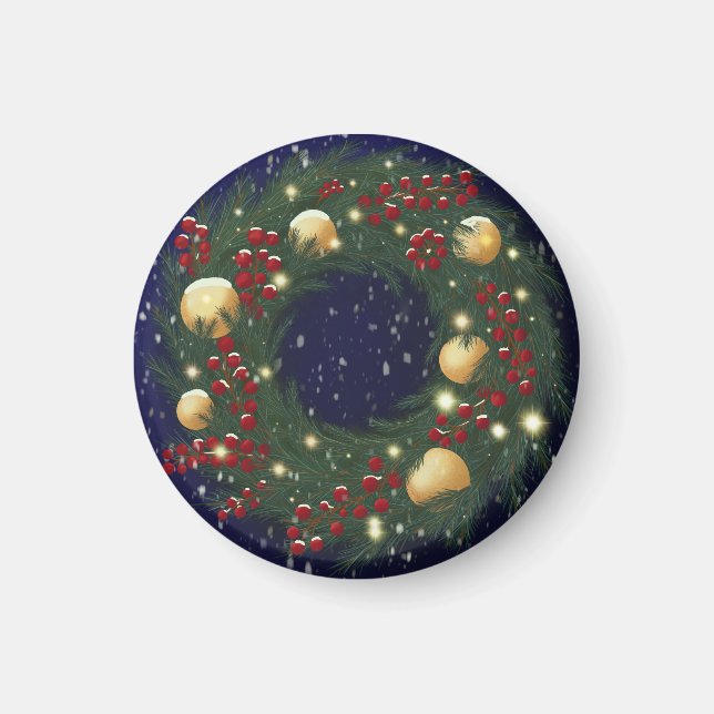 Christmas wreath with pine branches magnet (Framsidan)