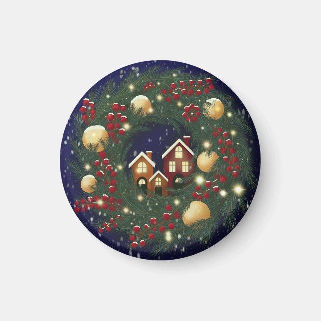 Christmas wreath with pine branches magnet (Framsidan)