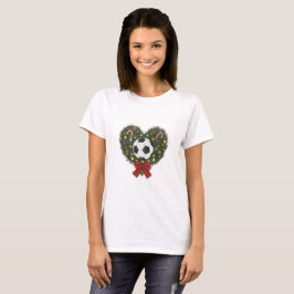 Christmas Wreath with Soccer Ball T Shirt