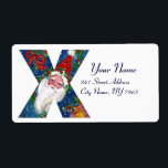 CHRISTMAS X BREV / JULTOMTEN MED RED RIBBON FRAKTSEDEL<br><div class="desc">X inledande brev, fet juldesign i monogram.Färgfull,  vismisk och konstnärlig akrylmålning inför jul. Jultomten,  snövinter-natten med blommigt,  kratt,  röda buskar,  grönt dekorativa växter,  rött rosett band,  hollbär,  marionetter och leksaker i snö av Bulgan Lumini (c) com</div>