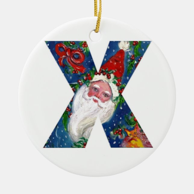 CHRISTMAS X BREV / JULTOMTEN MED RED RIBBON JULGRANSPRYDNAD KERAMIK (Framsidan)