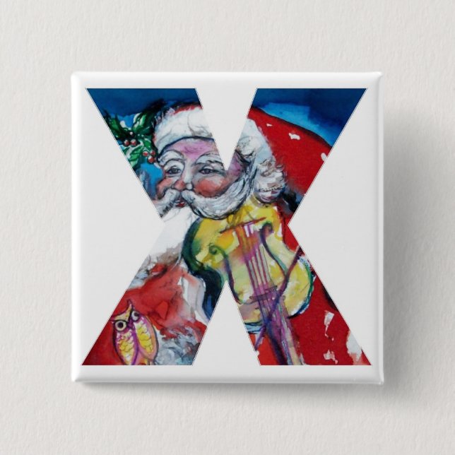 CHRISTMAS X BREV / SANTA MED VIOLIN MONOGRAM KNAPP (Framsida)