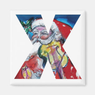 CHRISTMAS X BREV / SANTA MED VIOLIN MONOGRAM MAGNET