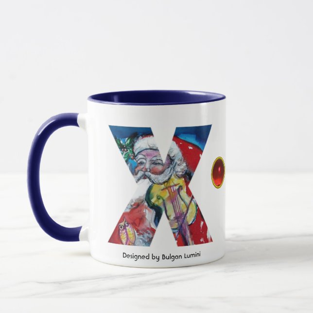 CHRISTMAS X BREV / SANTA MED VIOLIN MONOGRAM MUGG (Vänster)