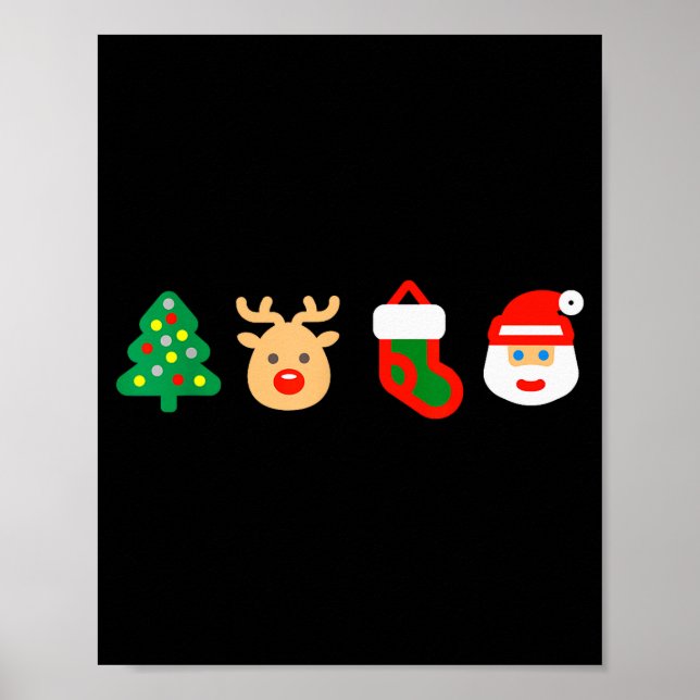 Christmas Xmas Santa, Tree, Stocking, Reindeer Des Poster (Framsidan)