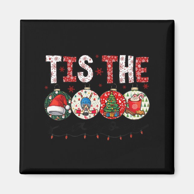 Christmas Xmas Vibes Hockey Lover Hockey Player Wi Magnet (Framsidan)
