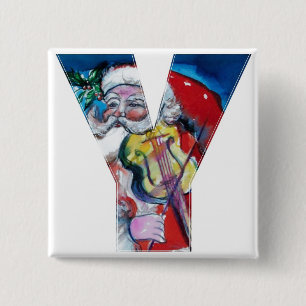 CHRISTMAS Y BREV / SANTA MED VIOLIN MONOGRAM KNAPP