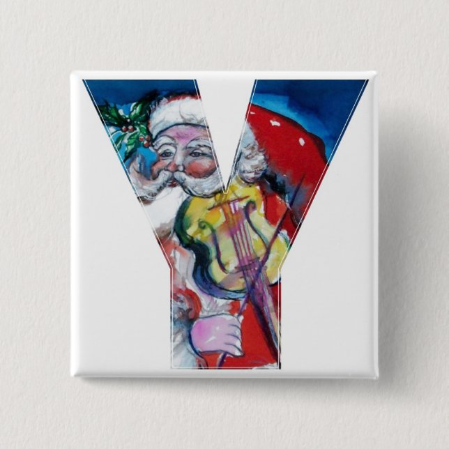 CHRISTMAS Y BREV / SANTA MED VIOLIN MONOGRAM KNAPP (Framsida)