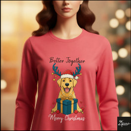 Christmas Yellow Labrador Gift Graphic Reindeer T Shirt