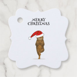 Christmas yoga cat your text gåvor etiketter