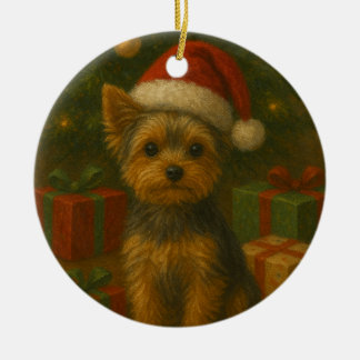 Christmas Yorkie Julgransprydnad Keramik