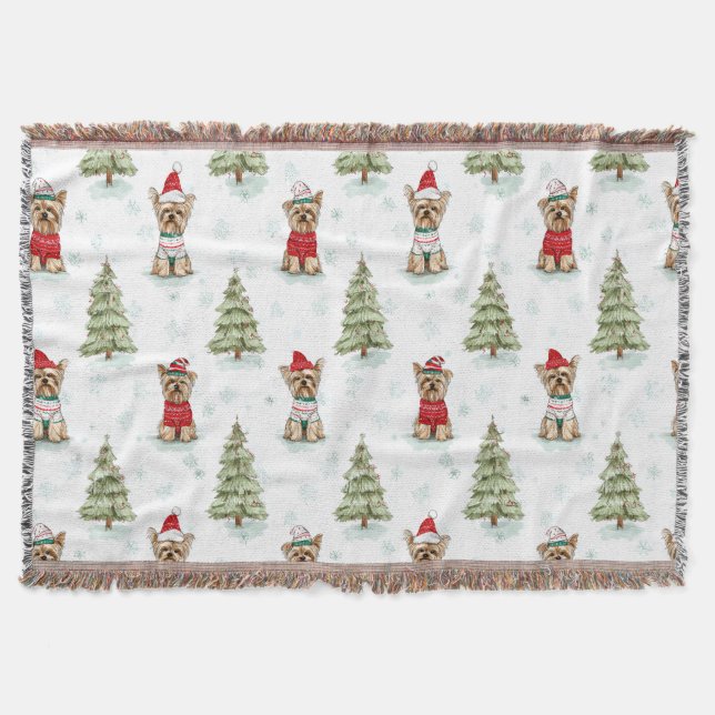 Christmas Yorkies Dog Filt (Framsidan)