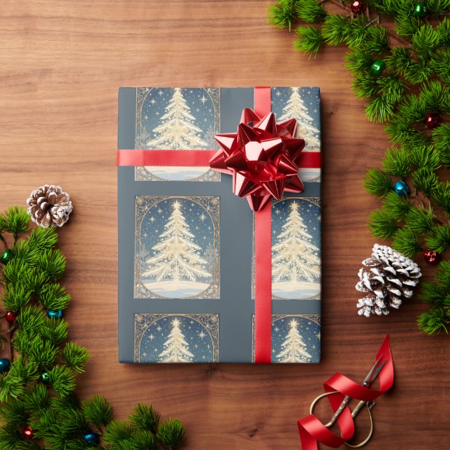 Christmas Yule Tree Snowflake Branches Art Nouveau Presentpapper (Julgåva)