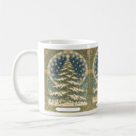 Christmas Yule Tree Snowflakes and Stars Art Nouve Kaffemugg