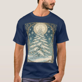 Christmas Yule Tree With Snow And Star-Shaped T Shirt