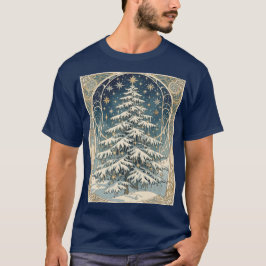 Christmas Yule Tree With Snow Laden Branches T Shirt
