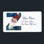 CHRISTMAS Z BREV / JULTOMTEN MED RED RIBBON FRAKTSEDEL<br><div class="desc">Z inledande brev, fet julklapp.Färgfull,  vit och konstnärlig akrylmålning till jul. Jultomten,  snövinter-natten med blommigt,  kratt,  röda buskar,  grönt dekorativa växter,  rött rosett band,  hollbär,  marionetter och leksaker i snö av Bulgan Lumini (c) com</div>