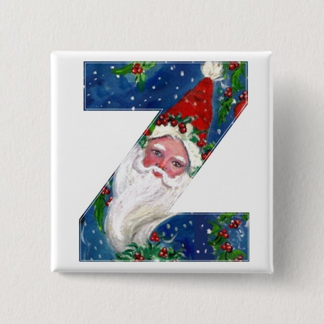 CHRISTMAS Z BREV / SANTA RED RIBBON MONOGRAM KNAPP (Framsida)