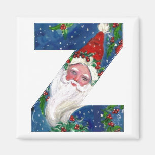 CHRISTMAS Z BREV / SANTA RED RIBBON MONOGRAM MAGNET