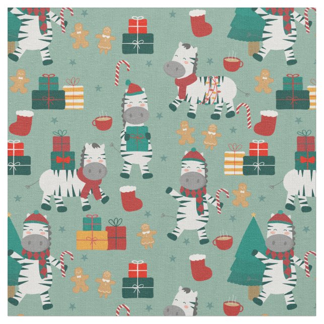 christmas zebra, helgdag ful julafton på vintern tyg (Närbild)