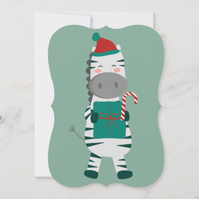 christmas zebra jultomten ful julafton gullig inbjudningar (Framsida)