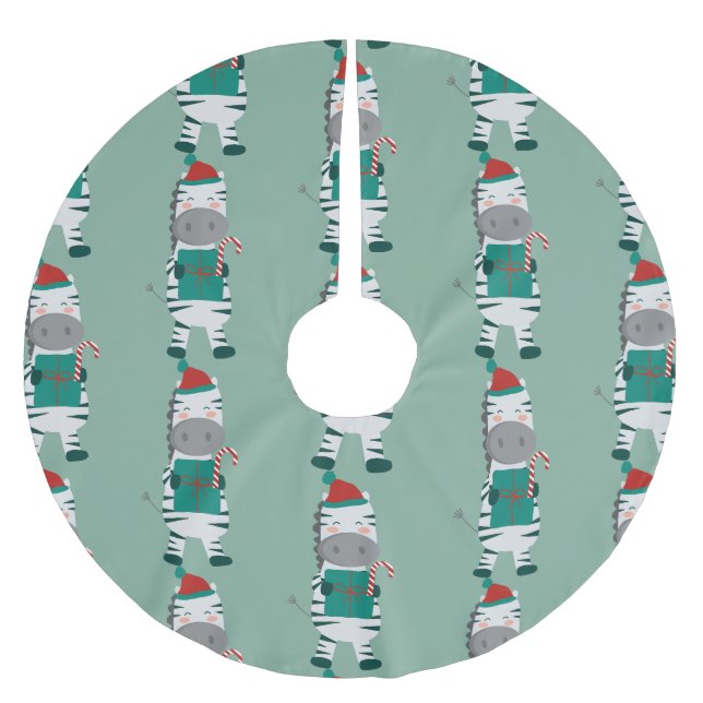 christmas zebra jultomten ful julafton gullig julgransmatta borstad polyester (Framsidan)