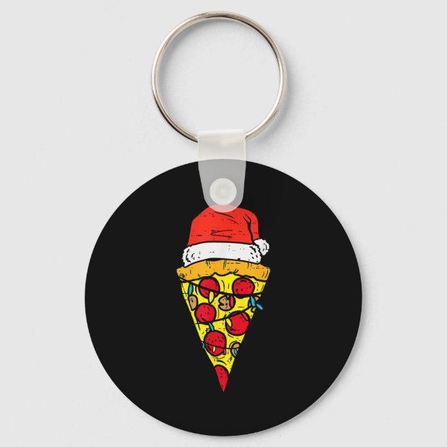 Christmas Zza Slice Santa Funny Xmas Food Men Wome Nyckelring (Framsida)