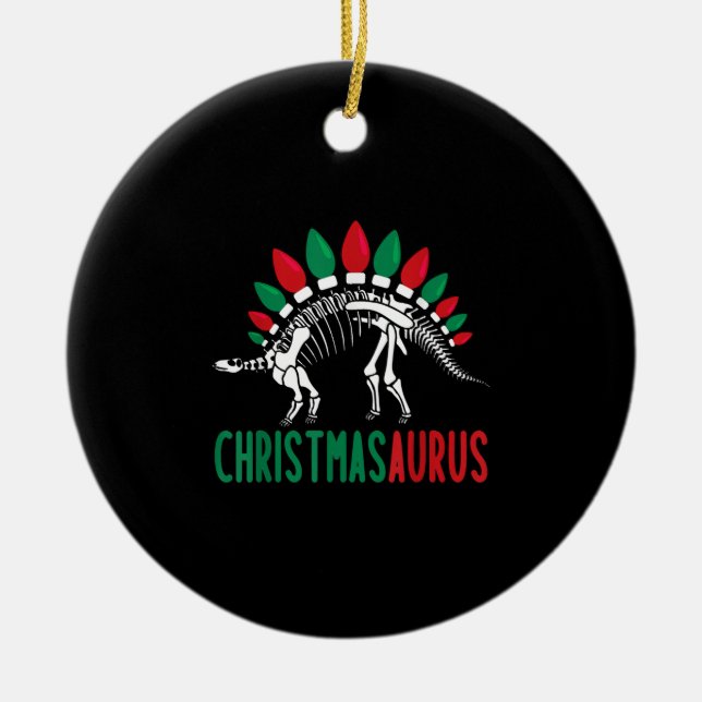 Christmasaurus Cute jul Dinosaur Träd Rex Di Julgransprydnad Keramik (Framsidan)