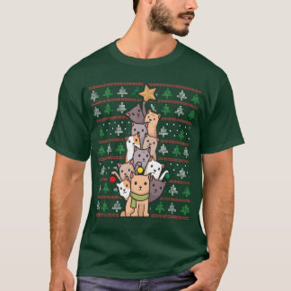 Christmasree Cats Funny julklapp T Shirt