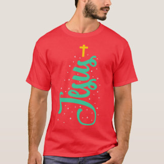Christmasree Jesus Christ Christian Cross Nativity T Shirt