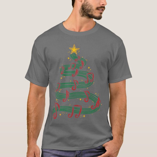 Christmasree Musical Notes Song Musician Sing Caro T Shirt (Framsida)