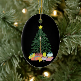 Christmast Träd Black Oval Julgransprydnad Keramik