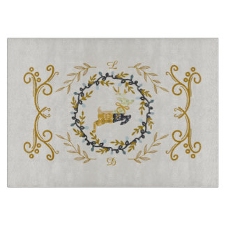 Christmastime Deer with Wreath Yellow Cream