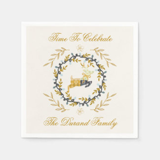 Christmastime Deer with Wreath Yellow Cream Pappersservett