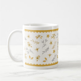 Christmastime Deer Yellow Cream Floral Kaffemugg