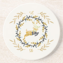 Christmastime Deer Yellow Cream Sandstone Underlägg