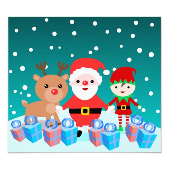 CHRISTMASTIME MED SANTA OCH HANS VÄNNER FOTOTRYCK (Framsidan)